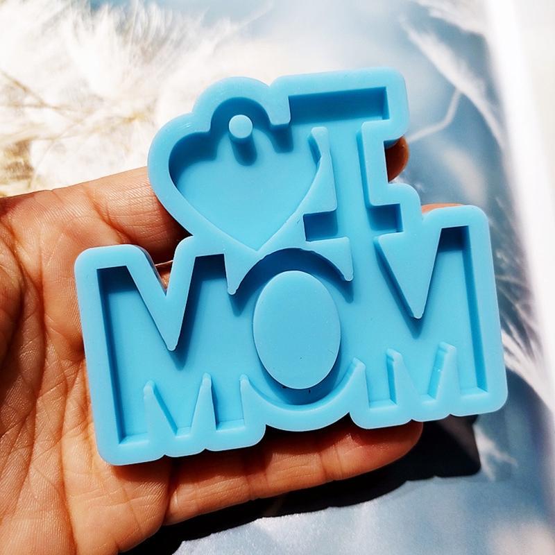 3 Pcs MOM DAD Love Charm Silicone Epoxy Resin Molds DIY Keychain Pendant Jewelry for Mother's Day Father's Day Craft
