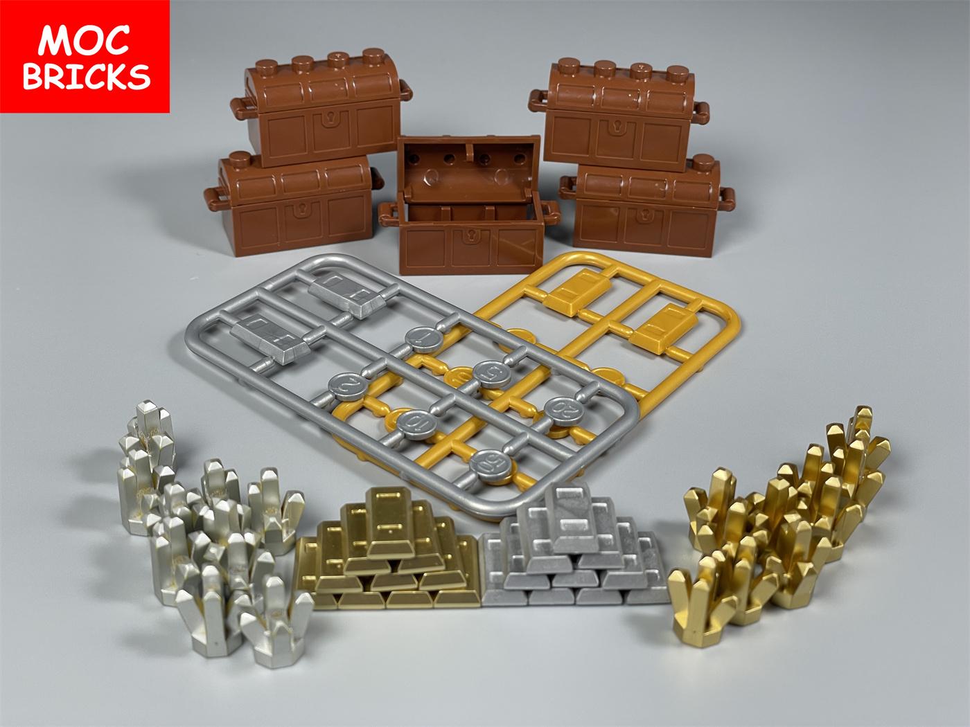 Yiran Toy Gold Moc Bricks Treasure Box Money Coin Gem Precious Stone Building Blocks Educational Assembled Components Playthings Ideal For Children Gift