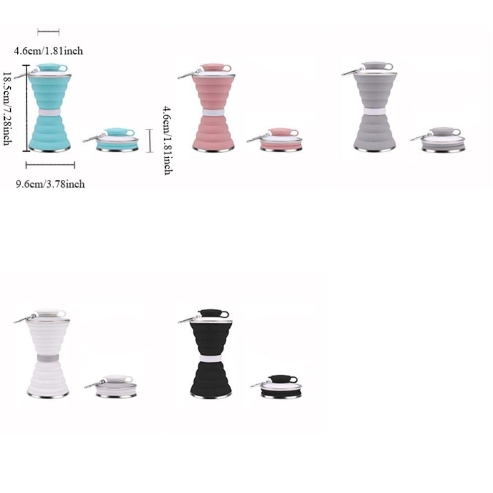 500ml Silicone Foldable Water Bottle Heat Resistant with Hook Camping Collapsible Cup Hangable Leak Proof Drinking Cup Sport