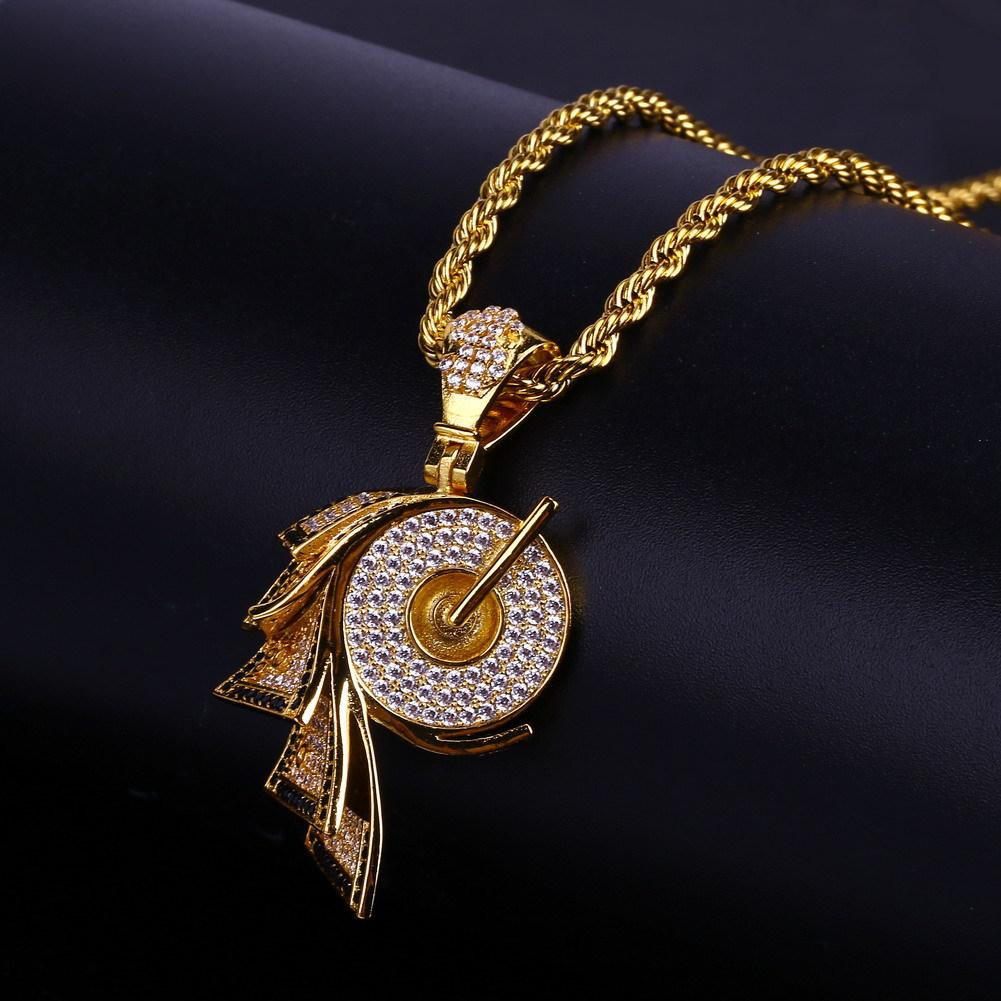 New European and American Paper Shaped Zircon Inlaid Necklace with Trendy Personality