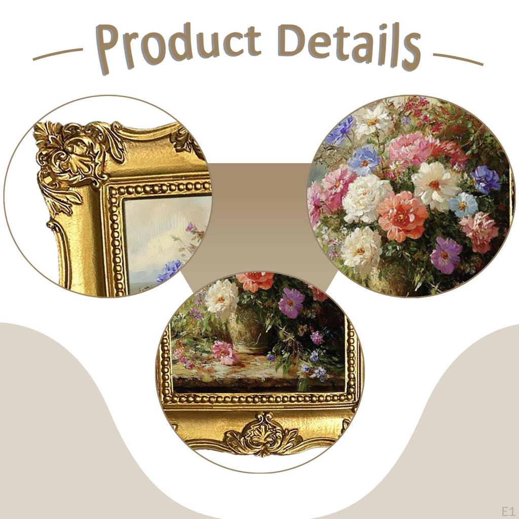 Photo Frame Desktop/Wall Hanging, Holder, Gold Ornate Resin Picture Display Elegant Embossed