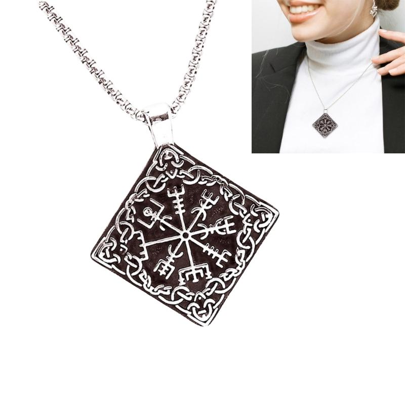 Nordic Charm Compass Pendant Necklace Lightweight Stainless Steel Chain With Ancient Symbolic Meaning For Daily Wear