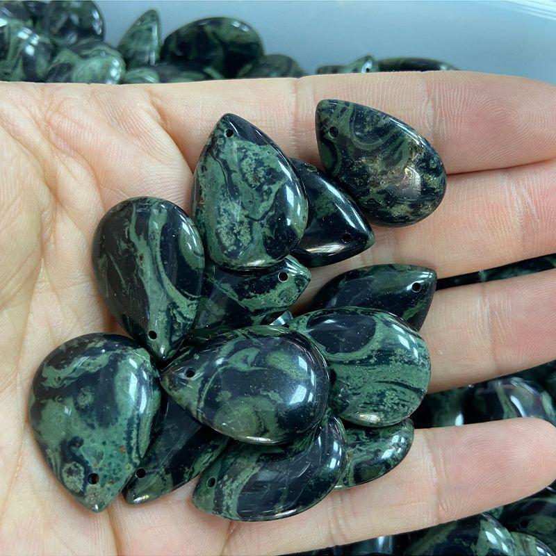 

DIY Pendant Raw Ore Water Drop Handmade Natural Stone Double Arc Water Drop-Chlorite [1]]