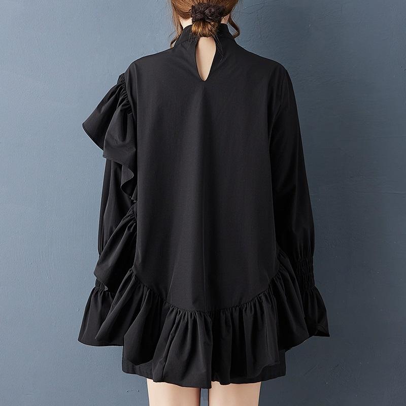 Long sleeve plus size Black vintage new in dresses for women casual loose mini short spring autumn dress