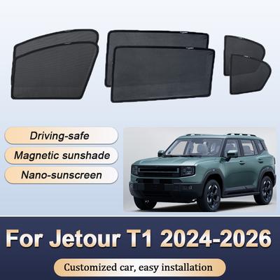 Sun Shades For Jetour T1 2024-2026 Freedom Shanhai T1 Sunshades Magnetic Heat Insulation Window Visor Curtains Car Accessories