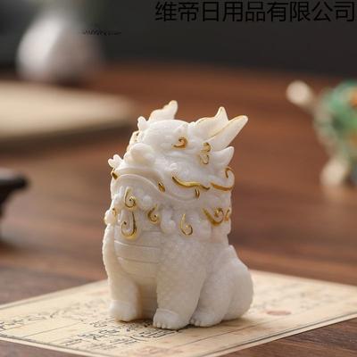Sandstone Pixiu Figurine Fortune Symbol Feng Shui Ornament for Office Desk Coffee Table Stress Relief Home Decor Gift