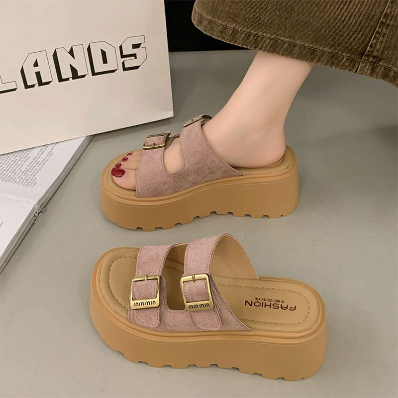 Fashion Shoes Woman 2025 House Slippers Platform Shale Female Beach Heeled Mules Pantofle Sabot High New Slides Shoes Ladies' Slippers P