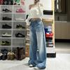 Big Yards High Waist Wide Leg Jeans Women Summer Loose Versatile Dragged Floor Thin Straight Pants Retro Street Style Baggy Long Jeans for Ladies