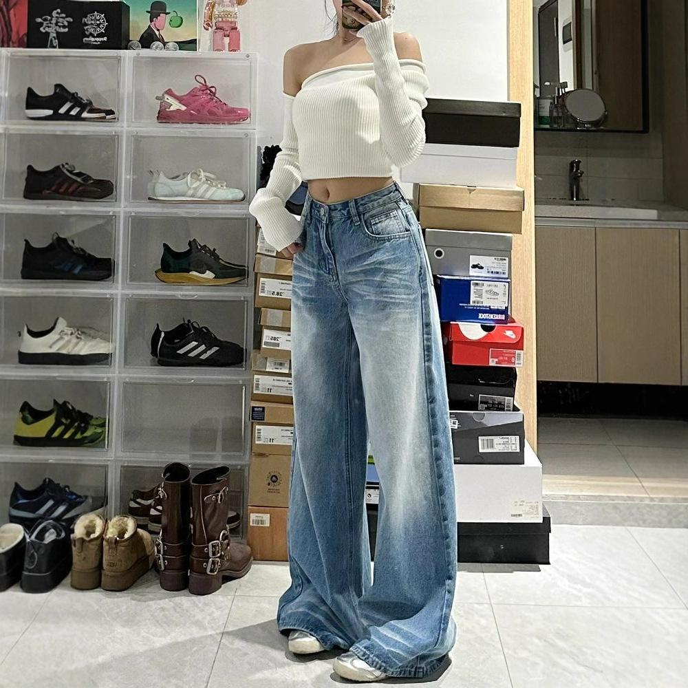 Big Yards High Waist Wide Leg Jeans Women Summer Loose Versatile Dragged Floor Thin Straight Pants Retro Street Style Baggy Long Jeans for Ladies