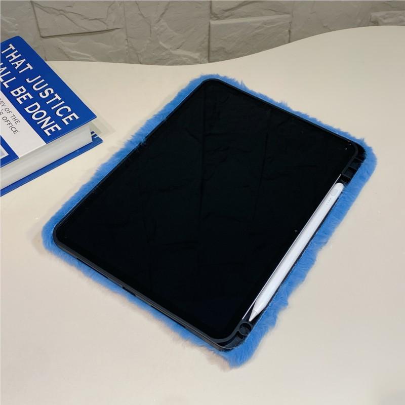3D Stitch Cute Fuzzy Tablet Case with Pencil Slot Plush Anti-Fall Cover for iPad 7-9th 10.2in Air3 10.5in Air4/5 10.9in 10th Gen
