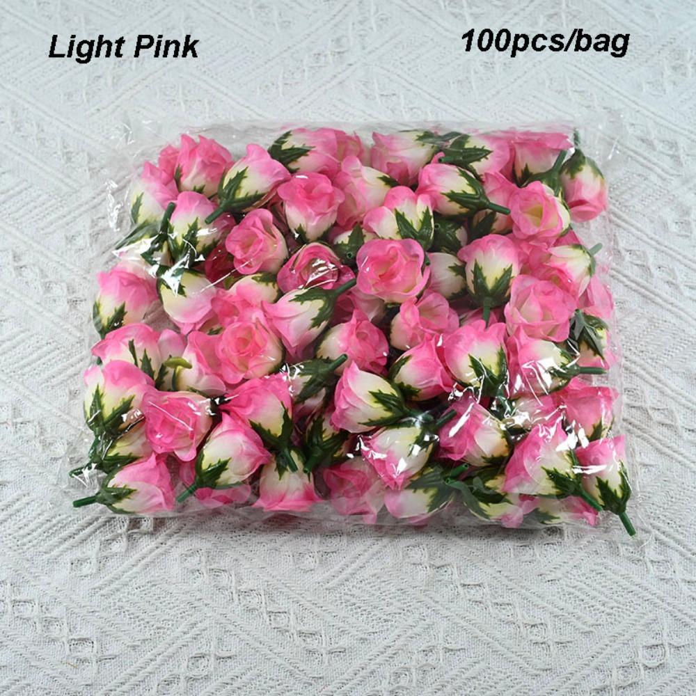 

100PCS/bag 10 Colors Artificial Bud Flower Diy Wedding Party Garden Roses Home Decor світло-рожевий колір