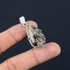 925 Sterling Silver Natural Turritella Agate Art Deco Engagement Bezel Pendant