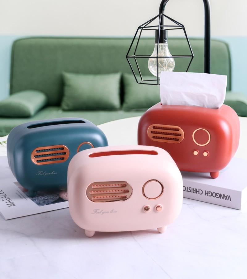 Punch-Free Retro Record Player Tissue Box - Light Luxury Storage for Home and Hotel