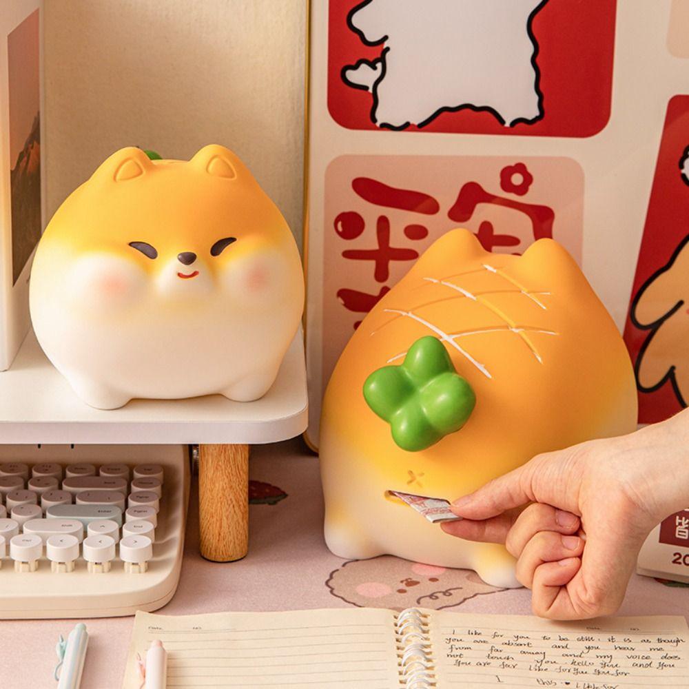 Resistant Fall Cartoon Dog Money Box Vinyl Saving Box Animal Figurines Money Boxes  Children Use