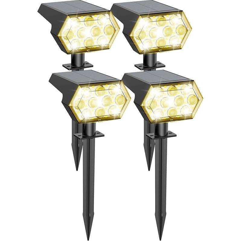 Kaxiida Solar Spot Lights Outdoor Waterproof IP68, 3 Modes & 25% Larger Panel Upgrade Pro Max 92 LED Solar Landscape Lights for Yard Pathway Patio 4 теплый белый