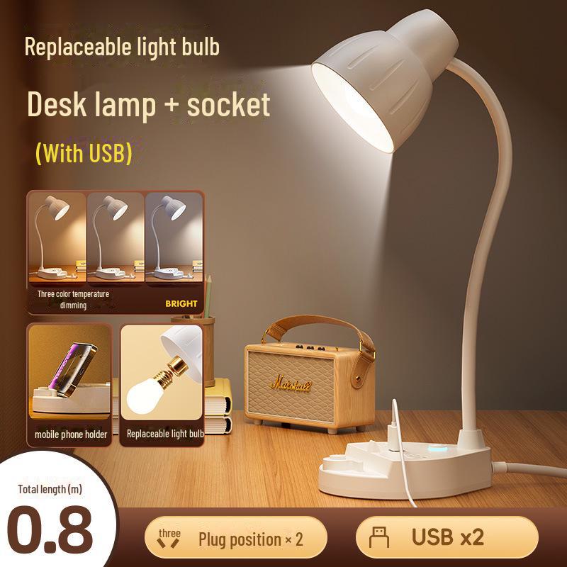 

USB-настольная лампа с умной розеткой — безопасный для глаз, энергосберегающий свет для студентов и спален 0.8m Cord