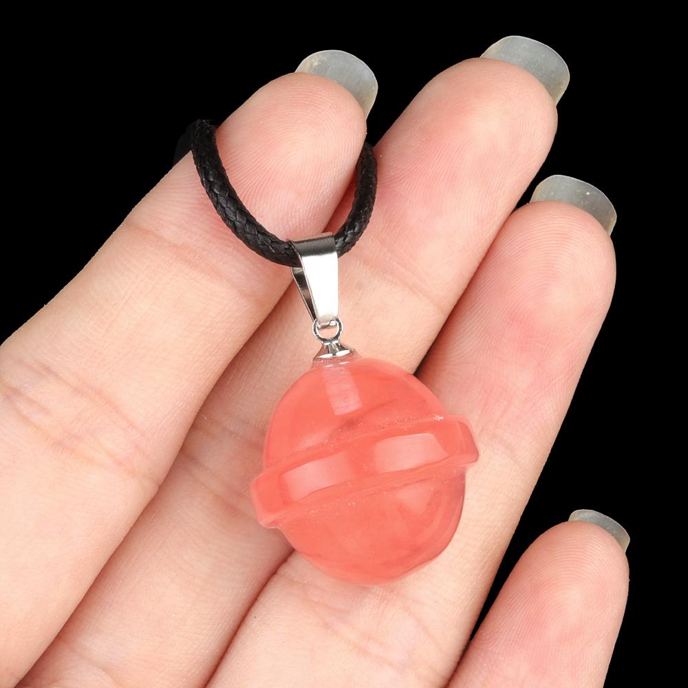 1 Stück Halskette mit Anhänger aus Natursteinkristall, Asteroiden-Edelstein, Charms mit Riemenkette, Halsketten für Frauen und Männer, Alltagsschmuck, Geschenke, 20 × 20 mm
