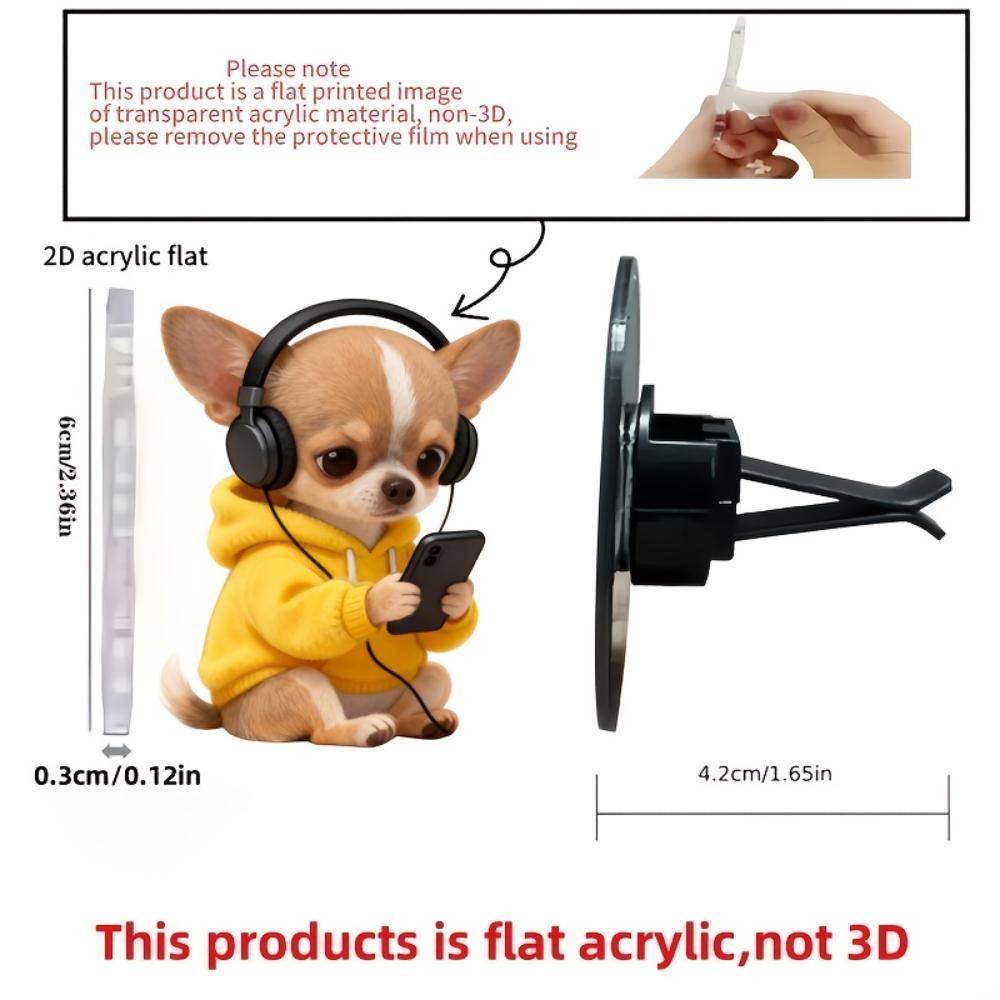 2D Flat Yellow Dog Car Vent Clip Decorative Diffuser (fragrance Not Included), Car Interior Decoration, Aromatherapy Clip, Ideal for Holiday Gifts