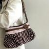 Retro Polka Dot Underarm Bag Cute Pleated Cloud Bag Wooden Button-Decor Handbag Casual And Versatile Commuter Shoulder Bag
