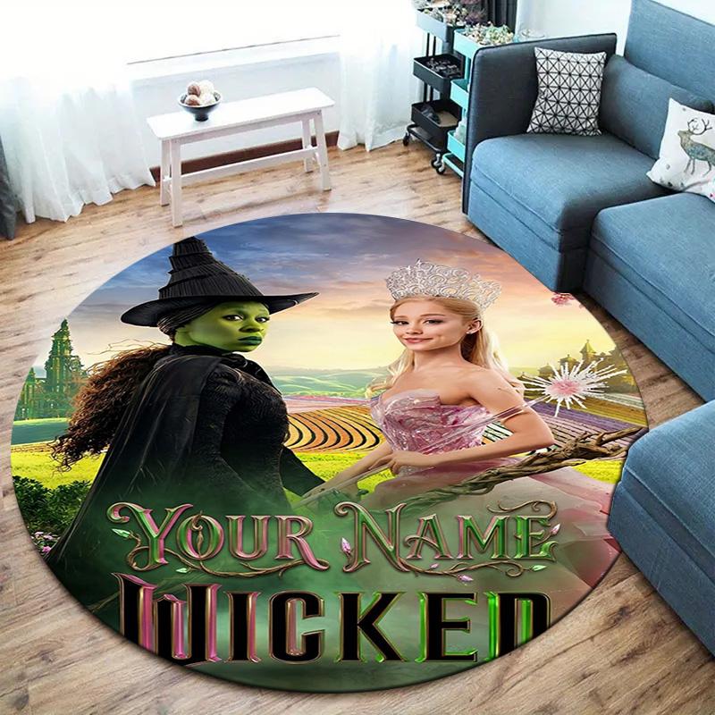 Christmas Baubles Theme Custom Name Round Area Rug Carpet Rug For Living Room Bedroom Sofa Playroom Decor Nonslip Floor Mat