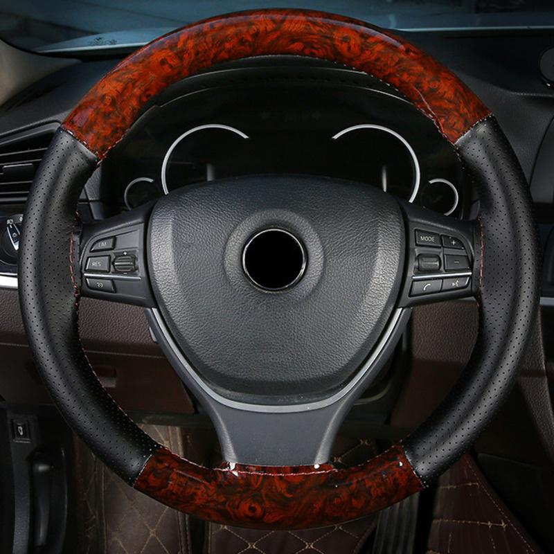 

Hand-sewn Car Steering Wheel Cover Crystal Mahogany Fashion Sports 38cm Universal Non-slip Wear-resistant Auto Parts