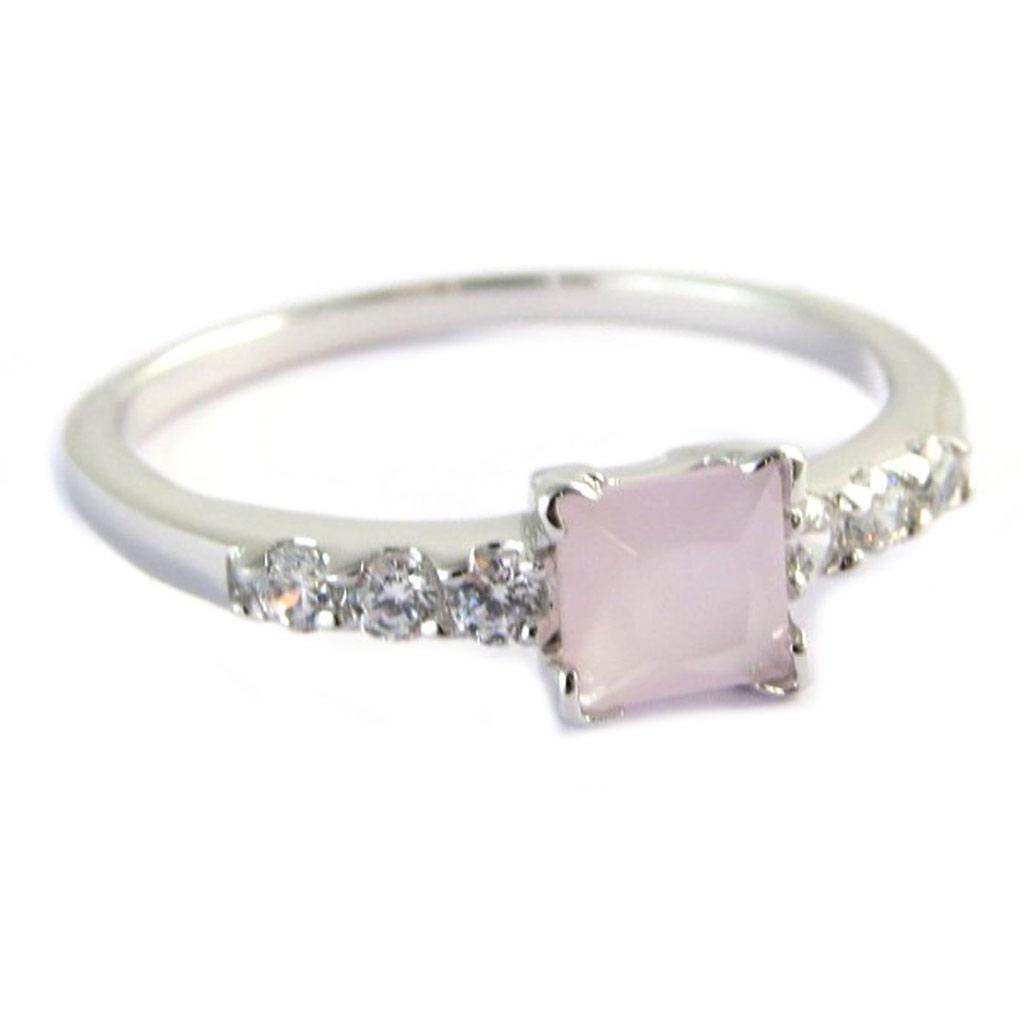 Sølvring 'Sissi' rosa hvit (rhodiumbelagt)