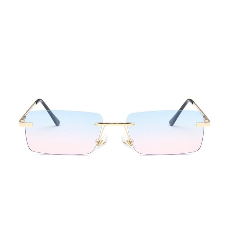 

Luxury Brand Small Rectangle Sunglasses Women 2024 Grey Pink Shades For Women 90s Vintage Rimless Square Sunglasses Unisex UV400 Other