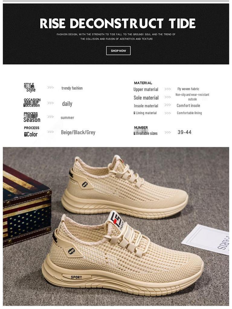 Herren Sommer Atmungsaktives Mesh Slipper Koreanischer Stil Flyknit Schuhe