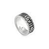 Gucci GG Marmont 3D Double G And Stripe Pattern Vintage Distressed Matte 925 Silver Ring Unisex Rings Black 551899-J8400-0811