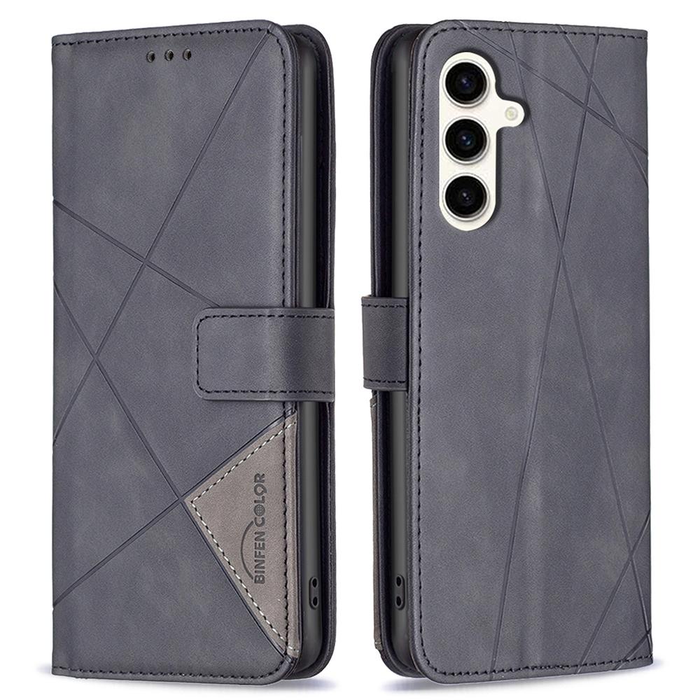 For Samsung Galaxy M35 5G Phone Cases Wallet Stand Geometry Imprint Leather Cover