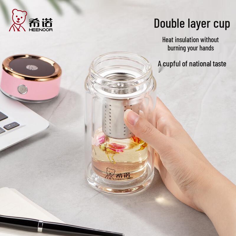 HEENOOR Double Layer Glass Tea Infuser Bottle