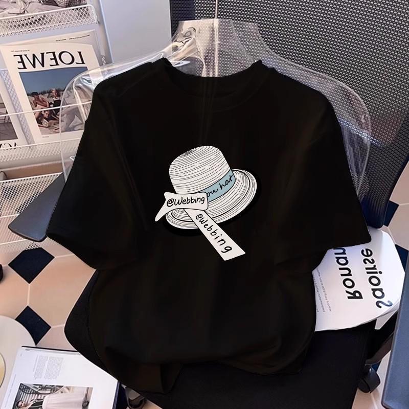 Stylish Women's White Cartoon Round Neck Short Sleeve Loose T-shirt for Summer 2026