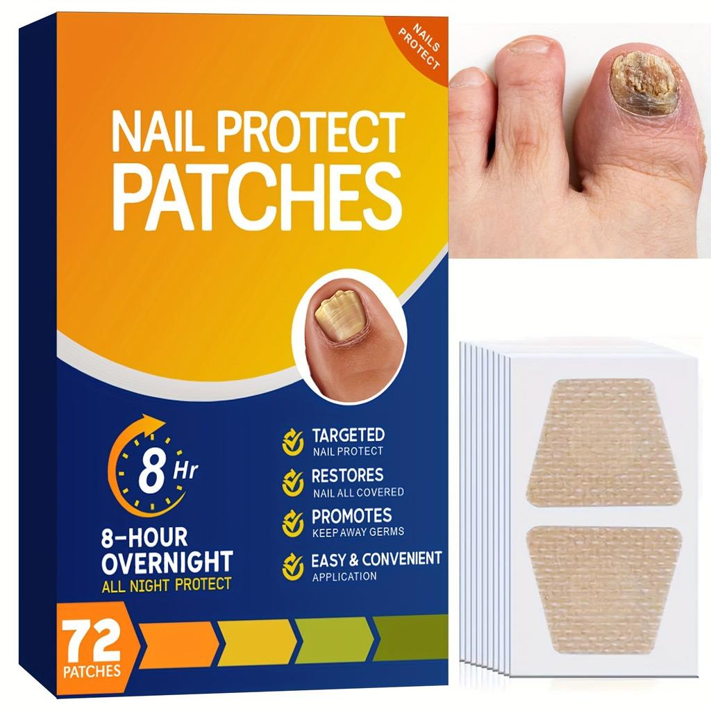 Fungal Nail Patches Hands And Feet Soft Nail Inlaid Nail Thickening Bright Nail Furrow Gray Nail Care Patch 72pcs