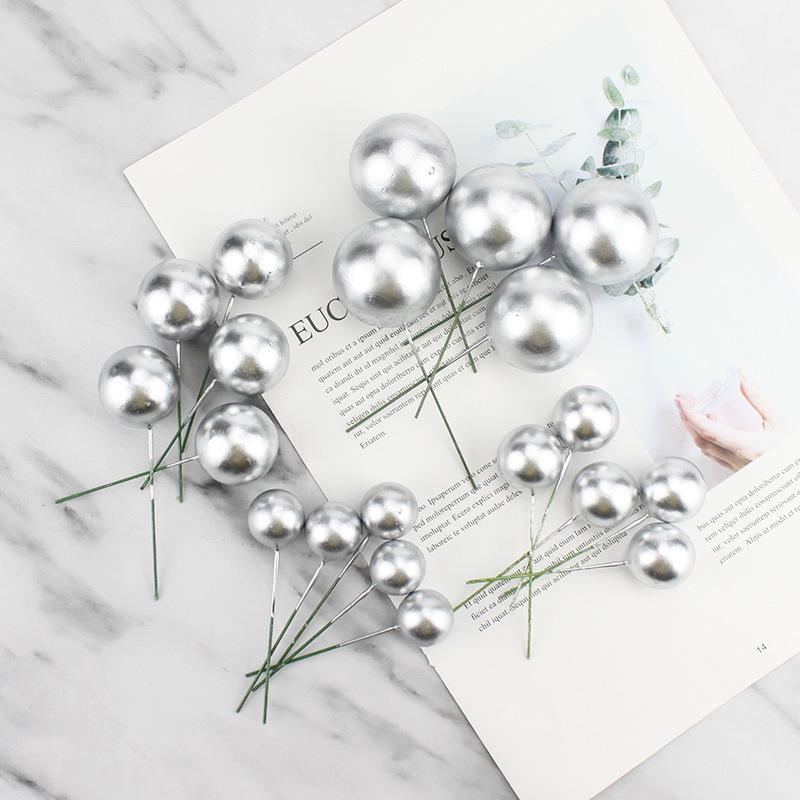 Mattgoldene und silberne Wunschkugel-Kuchenornamente - 5er-Set