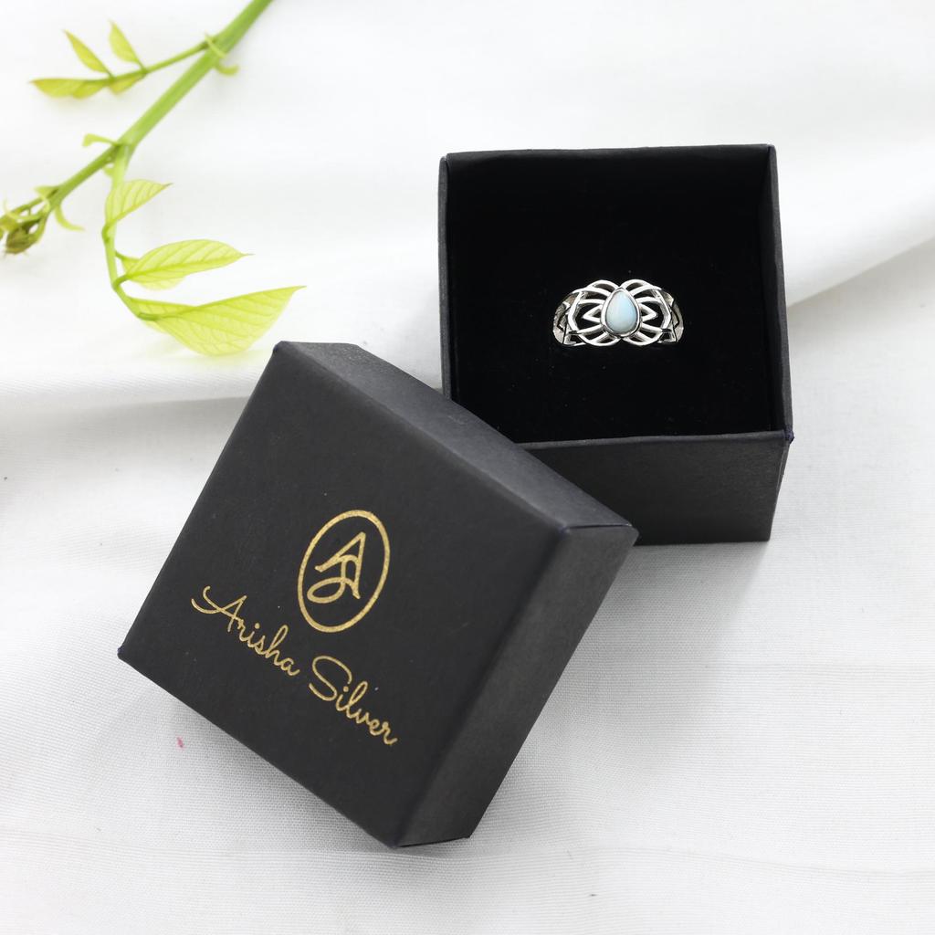 Larimar Silberring, Damenschmuck, 925 Sterlingsilber Handgefertigter Schmuck, Geschenk für Sie Ar8920