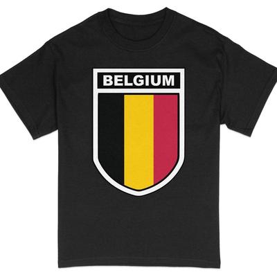 T-shirt Fierté Belge, T-shirt Unisexe Drapeau Belge Blason, Emblème Patriotique Belgique #26 T-shirt Unisexe