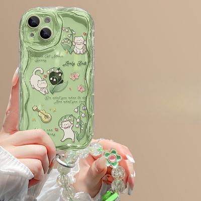 Bransoletka Kot Konwalia Odpowiednia do Etui na Telefon Komórkowy Apple 15 IPhone 16pro Przezroczysty Silikon 13 Lato 11/12 Odporny na Upadki