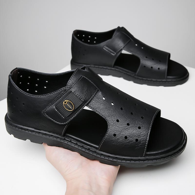 Fashion New Design Mens Half Slippers Monk Strap Loafers Handmade Male Casual Leather Flats Versatile Mules Moccasins Breathable Sandals