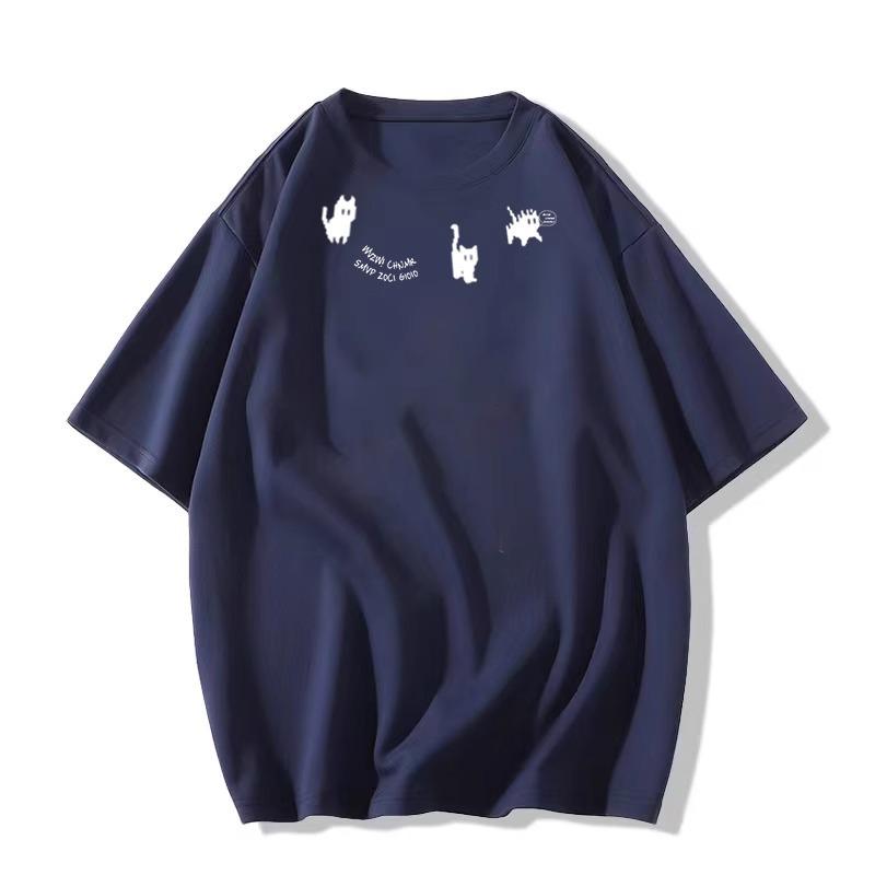 Summer Shoulder Cotton Cat Short-sleeved T-shirt Women's New Design Sense Niche American Loose Half-sleeved Top