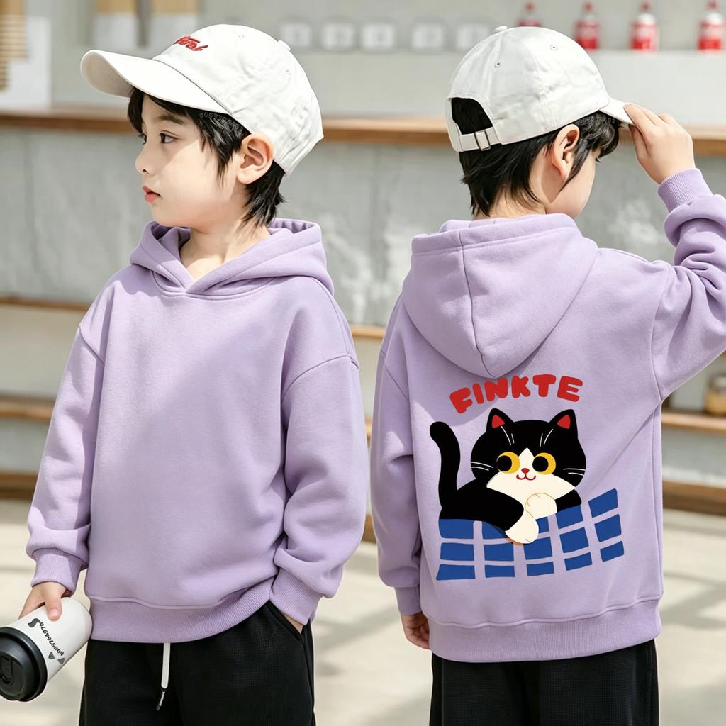 Bestseller Lässiger Kinder-Kapuzenpullover mit Cartoon-Katzenmuster