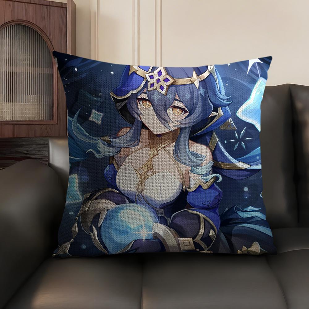 Layla Genshin Impact Cute Cushion Cover Natural Linen Organic Fabric Double-Sided Printing Sofa Home Decor Gift Pillow Case