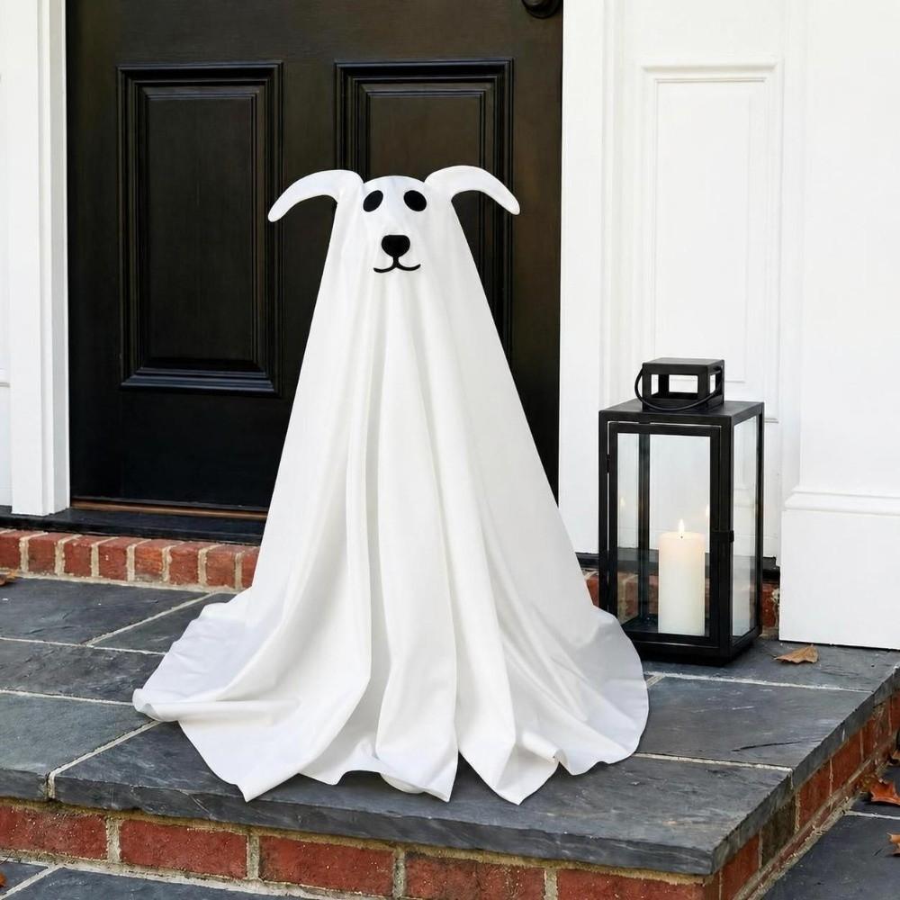 Lumière de décoration de chien fantôme de 2,3 pieds avec télécommande Halloween Fantôme Décor Mignon Effrayant Autoportant Accessoire de Fête d'Halloween