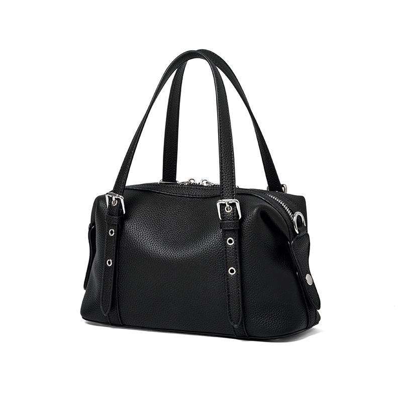 First Layer Cowhide Women'S Bag Commuting High-End Sense Large-Capacity Leather Boston Shoulder Messenger Handbag