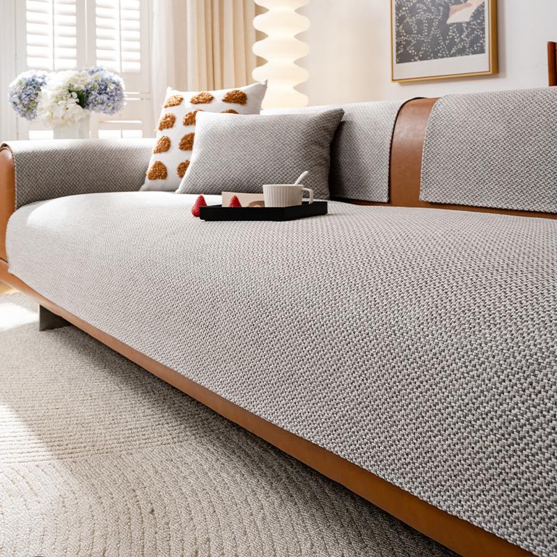 Solid Color New Cotton And Linen Sofa Cushion, Simple And High-End Sofa Cover, Universal Non-Slip Backrest Cover Cloth Towel For All Seasons