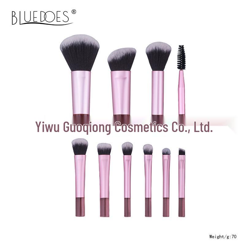 Crystal Handle 10-Piece Mini Makeup Brush Set: Portable Travel Contouring, Eyeshadow & Powder Beauty Tools.