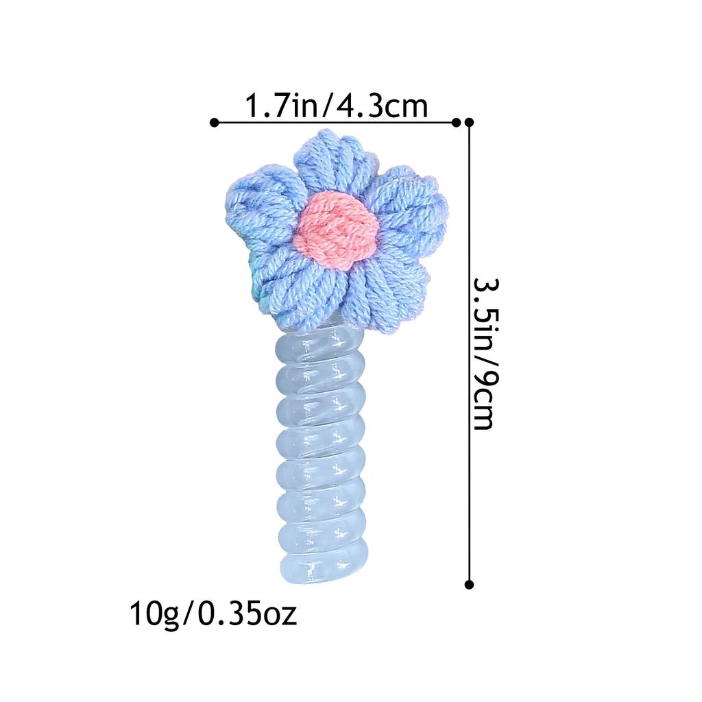 4/8pcs Wool Flower Elasticity Hair Band Elastic Telephone Wire Line Floral Hair Rope For Kid Scrunchies Headbands Headwear
