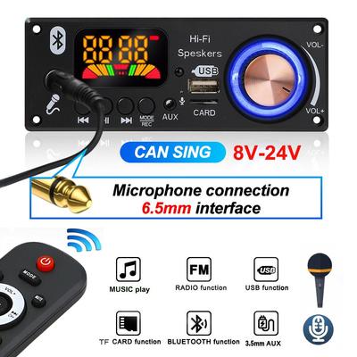 8 V-24 V Bluetooth 5.0 Mp3 Dekoder Kurulu Kablosuz Ses Alıcısı Mikrofon ile USB 3.5mm AUX TF FM Radyo Modülü