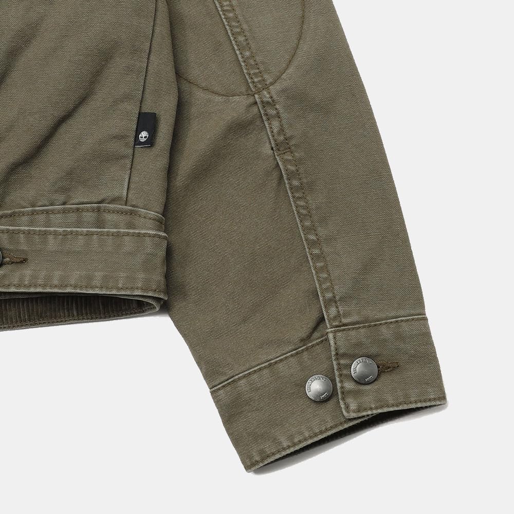 Timberland Women's Washed Canvas Jacket, Leaf Green, Size M, TB0A5VJ7A581