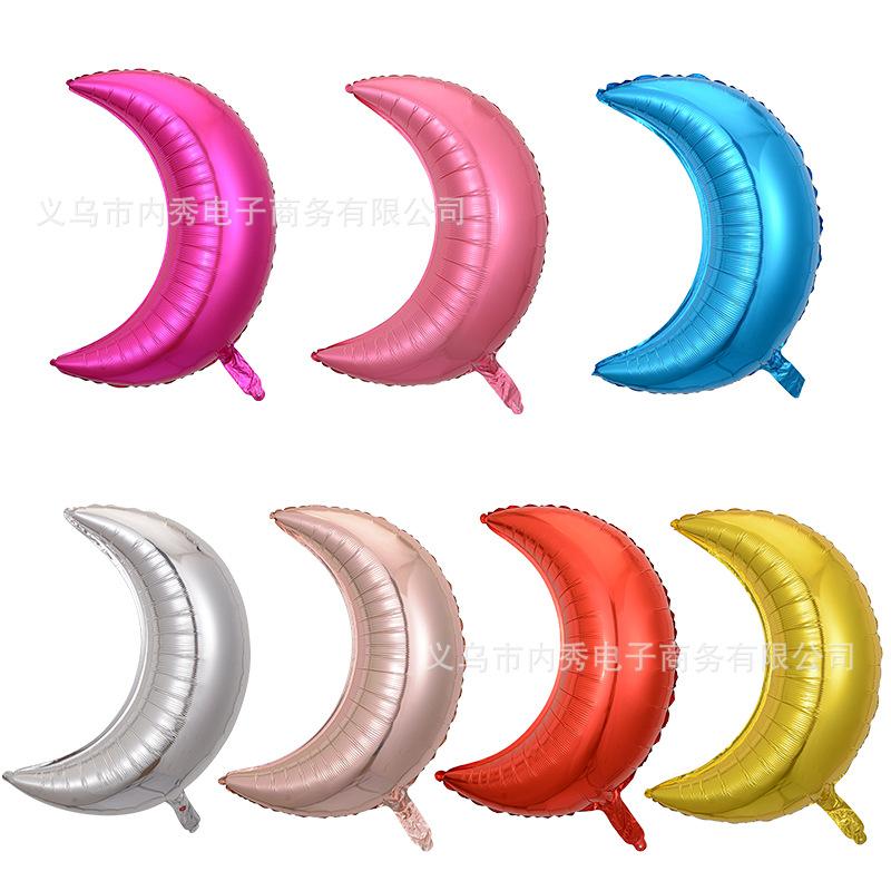 28-Inch Moon Balloon Modeling Birthday Party Arrangement Decorative Atmosphere Balloon Skinny Silver Moon Aluminum Film Balloon