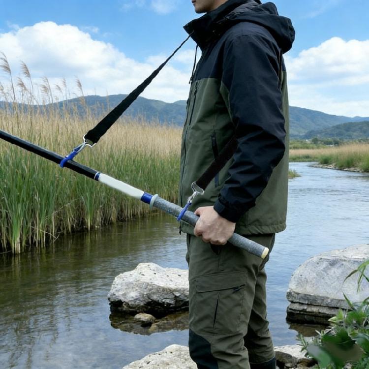 Fishing Strap Belt With Padded Shoulder Support Fishing Poles Holder Strap Rod Shoulder Belt Travel Tackle Carriers
